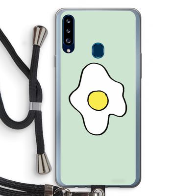 Spiegelei: Samsung Galaxy A20s Transparant Hoesje met koord