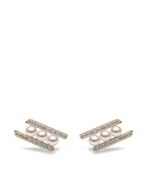 Yoko London boucles d'oreilles en or 18ct ornées de perles d'Akoya et diamants