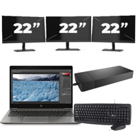 HP Pavilion G6 - Intel Core i3-2e Generatie - 15 inch - 8GB RAM - 256GB SSD - Windows 10 Home + 3x 22 inch Monitor