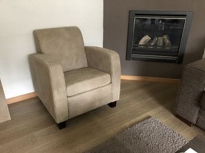 Leren fauteuil met houten poten - bruin leer - Echt leer, Landelijk, ontdek de vele Leersoorten en Kleuren bij ShopX