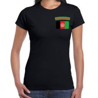 Afghanistan landen shirt met vlag zwart voor dames - borst bedrukking 2XL  - - thumbnail