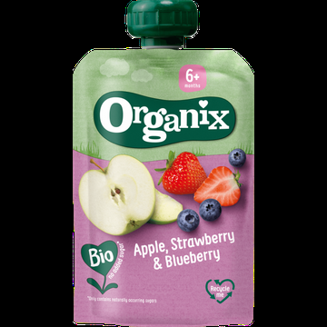 Organix Knijpfruit Appel, Aardbei & Bosbes 6+m bij Jumbo