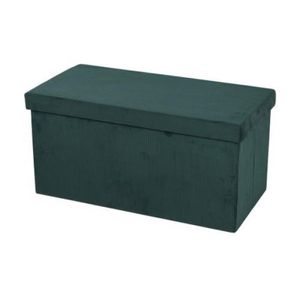 Hocker bank - poef XXL - opbergbox - smaragd groen - polyester/mdf - 76 x 38 x 38 cm - opvouwbaar