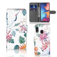 Samsung Galaxy A20e | Telefoonhoesje | Met pasjeshouder | Bird Flowers