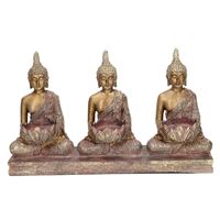 3x Goud boeddha beeldjes met kaarshouder 17 cm   -