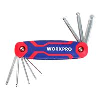 Inbussleutel Set Workpro 1,5, 2, 2,5, 3, 4, 5, 6, 8, 10 mm Klot 8 Onderdelen