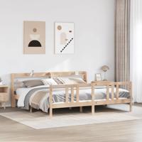 Bedframe met hoofdbord massief grenenhout 200x200 cm
