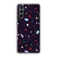 Dark Rounded Terrazzo: Samsung Galaxy S21 Transparant Hoesje
