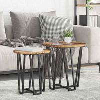 Bijzettafelset 2 pcs Oud hout en Zwart 50 x 50 x 50.5 cm