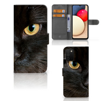 Samsung Galaxy A03s Telefoonhoesje met Pasjes Zwarte Kat - thumbnail
