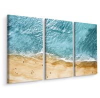 Schilderij - Luchtfoto van de oceaan en het strand, 3 luik, premium print - thumbnail
