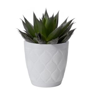 Form Plastic Plantenpot/bloempot New Age - kunststof - ivoor wit - D17 x H15 cm - met schotel