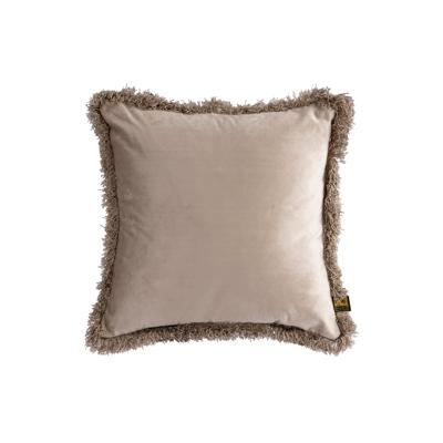 Nous Beige Velvet Kussen Met Franjes S
