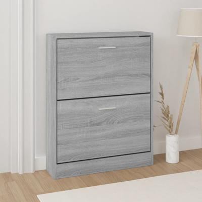 Schoenenkast 59x17x81 cm bewerkt hout grijs sonoma