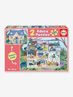 Puzzel 2 x 100 stukjes int/ext huis EDUCA meerkleurig