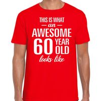 Awesome 60 year / 60 jaar cadeau t-shirt rood heren - thumbnail