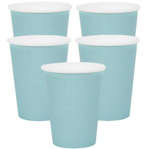 Santex feest/verjaardag bekertjes - 30x stuks - karton - lichtblauw - 270 ml