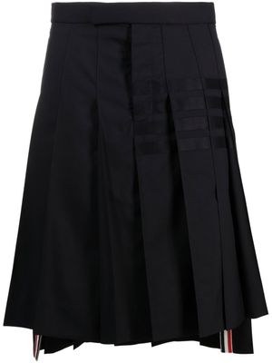 Thom Browne jupe plissée en laine à détail 4 bandes signature - Bleu