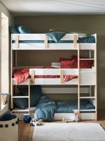 Stapelbedden op 3 niveaus LIGNE EVEREST wit/hout