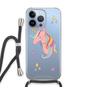 Roze eenhoorn: iPhone 13 Pro Transparant Hoesje met koord