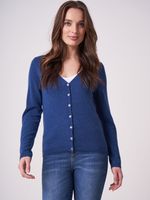 Basic fijngebreid vest met V-hals van biologisch cashmere