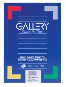 Gallery witte etiketten ft 105 x 148,5 mm (b x h), rechte hoeken, doos van 400 etiketten