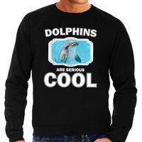 Sweater dolphins are serious cool zwart heren - dolfijnen/ dolfijn trui - thumbnail