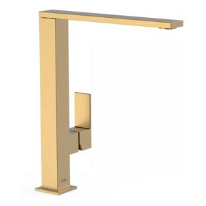 Wastafelkraan Tres Cuadro | Opbouw | Mengkraan | Hoog model | 1-hendel | Vierkant | Goud mat