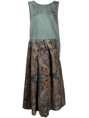 Uma Wang robe mi-longue à motif baroque - Bleu
