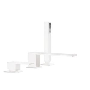 Badrandkraan Tres Cuadro Exclusive met Handdoucheset Rechte Uitloop 18 cm Mat Wit Tres
