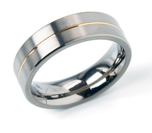 Boccia 0101-21 Ring titanium zilver- en goudkleurig 6 mm Maat 53