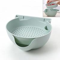Keuken dubbele laag fruit Bowl wassen mand luie beugel snack noten Bowl (blauw)