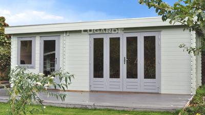 Lugarde B64 Blokhut 700x350 cm 44 mm vurenhout blank- Plat dak- Hout- Lugarde