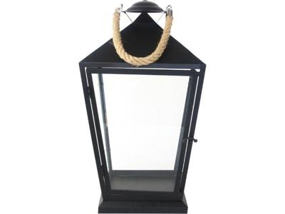 Lantaarn zwart met touw l25b25h46 - Esschert design