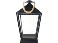 Lantaarn zwart met touw l25b25h46 - Esschert design