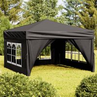 Partytent inklapbaar met zijwanden 3x3 m zwart