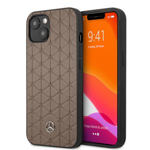 Mercedes - Lederen Quilted Stars backcover hoes - iPhone 13 - Bruin