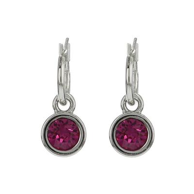Biba Hang Oorbellen met Swarovski Steentje Fuchsia