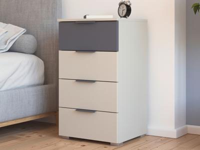 Commode SAJORIS 4 lades kasjmier/metaalgrijs