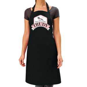 Naam cadeau Trudy - Queen of the kitchen schort zwart - keukenschort cadeau
