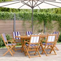 7-delige Tuinset massief hout en stof blauw en wit 7-delige Tuinset massief hout en stof blauw en wit