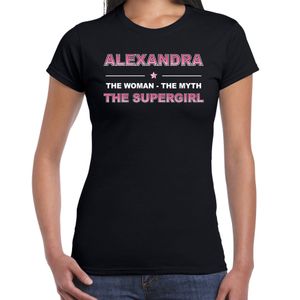 Naam cadeau t-shirt / shirt Alexandra - the supergirl zwart voor dames