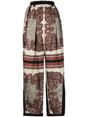 Rosie Assoulin pantalon en soie à motif cachemire - Noir