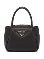 Prada mini sac en cuir à plaque logo - Noir - thumbnail