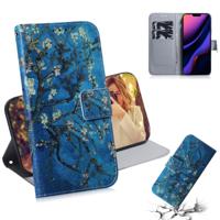3D gekleurde tekening horizontale Flip leergeval met houder & kaartsleuf & portemonnee voor iPhone XIR 2019 (abrikoos bloem)