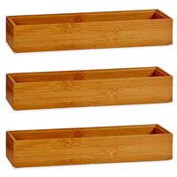 3x Stuks Kast/lade/make-up organizers bamboe hout bakje 30 x 7 x 5 cm - thumbnail