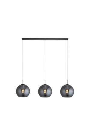 Hanglamp Amsterdam 3Lt - Black Metal & Smoked Glass