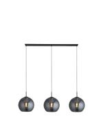 Hanglamp Amsterdam 3Lt - Black Metal & Smoked Glass Hanglamp Amsterdam 3Lt - Black Metal & Smoked Glass
