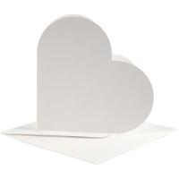 Creativ Company Hartvormige kaarten, afmeting kaart 12,5x12,5 cm, afmeting envelop 13,5x13,5 cm, off-white, 10 set/ 1 doos
