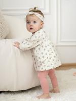 Babyset jurk + legging + haarband ecru